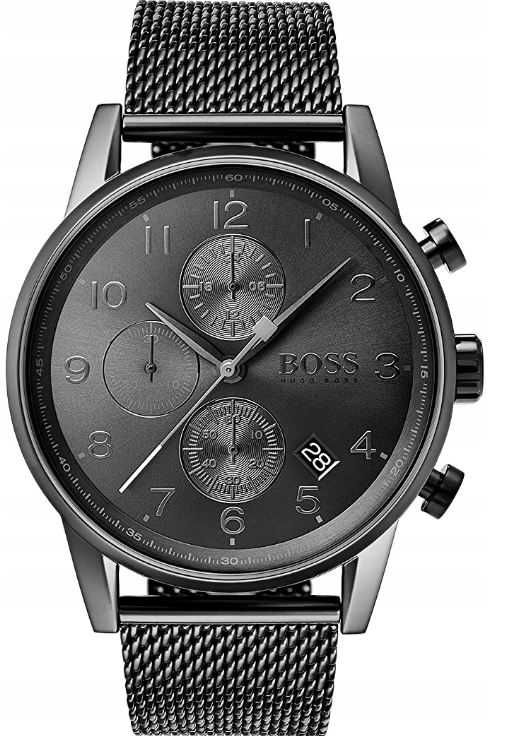 Hugo Boss zegarek męski czarny Chronograf Navigator pudełko