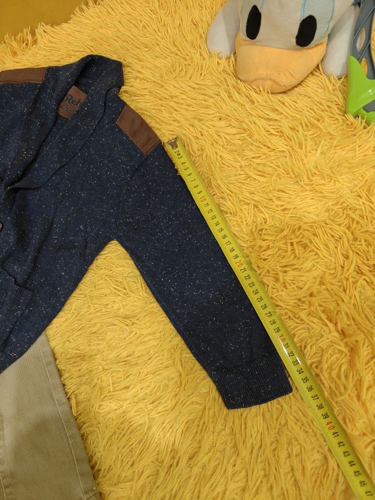 Komplet spodnie musztardowe+bluza elegancka rozpinana dla chłopca r.10