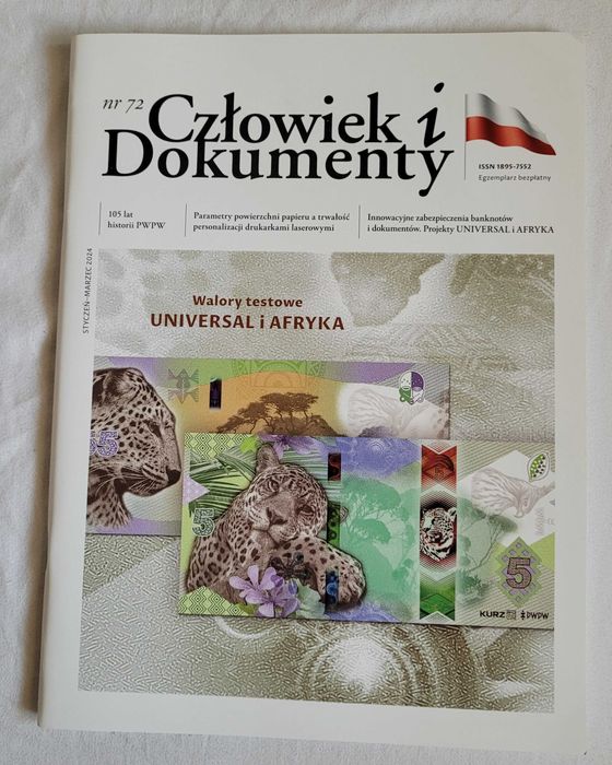 Banknot testowy PWPW, UNIVERSAL 5, magazyn CiD nr 72
