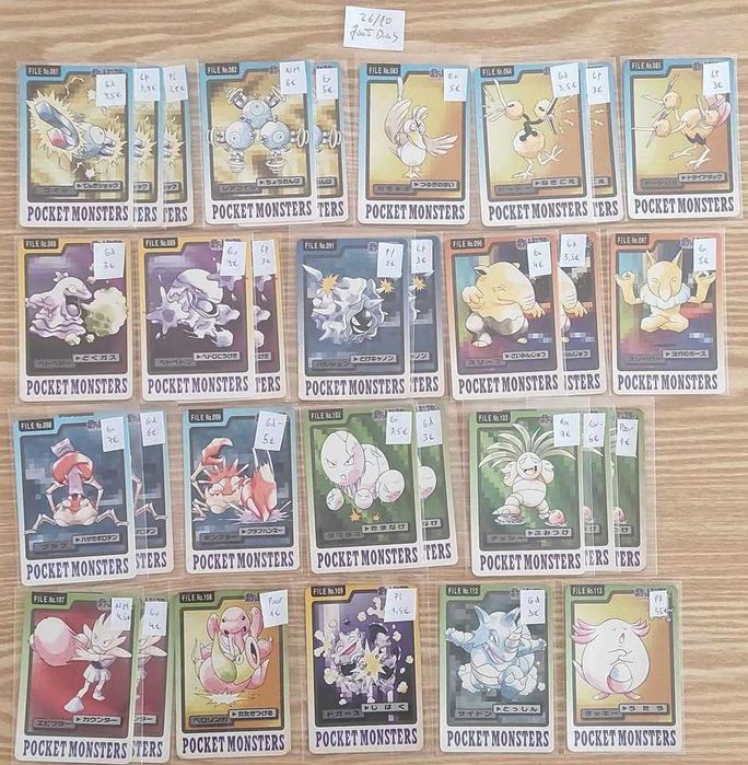 Cartas Pokémon Topsun e Bandai Carddass 1997