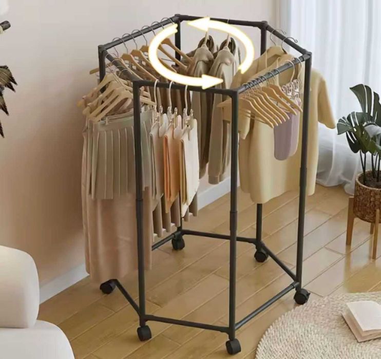 Вішак для одягу з поворотом на 360° для спальні, шестикутна, обертова