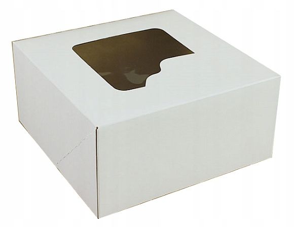 Karton Pudełko Na Tort Biały Z Okienkiem - 28X28X13 Cm