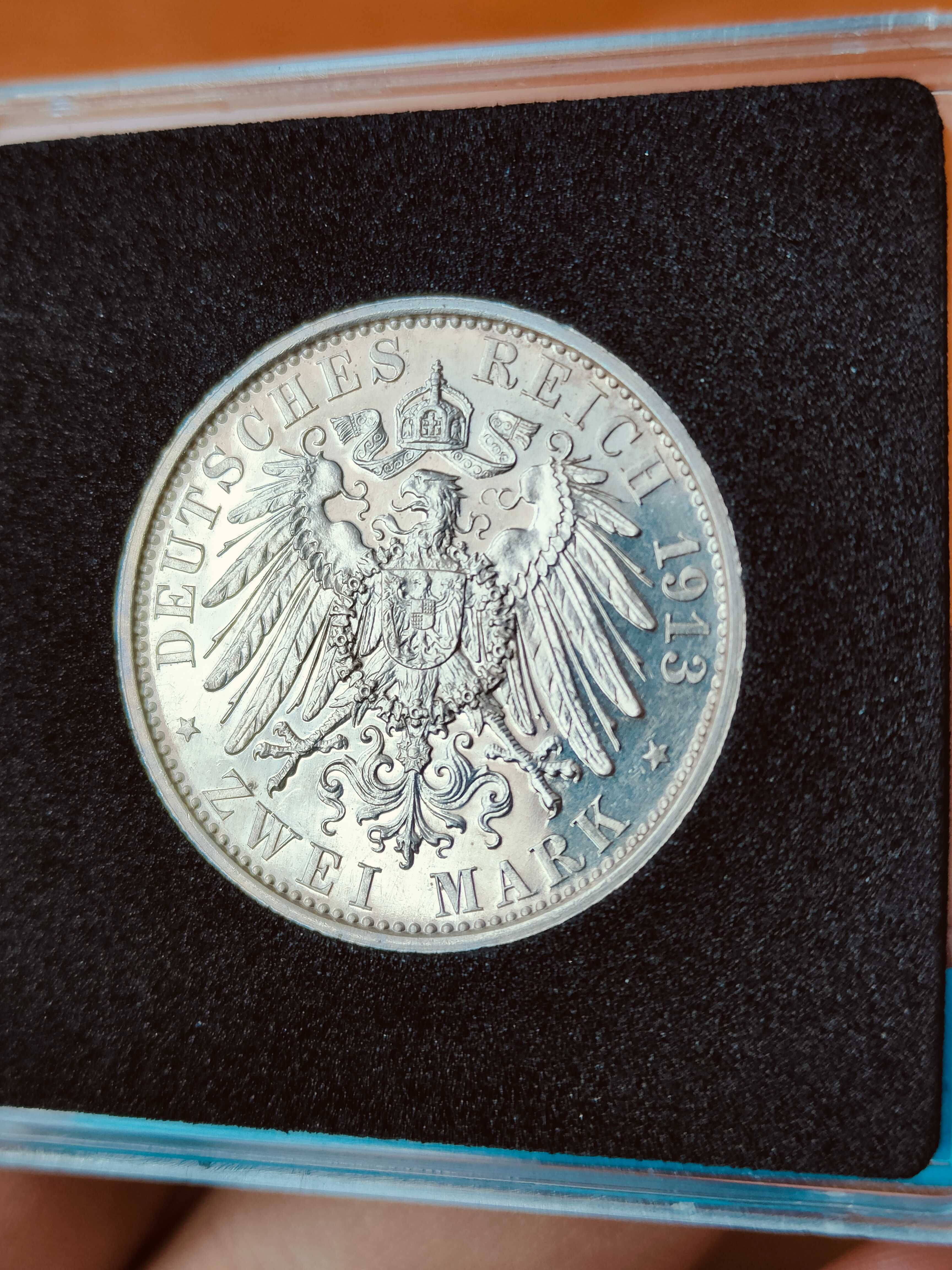 2 marki 1913-A, Wilhelm II, Prusy, Niemcy, LUSTRZANKA