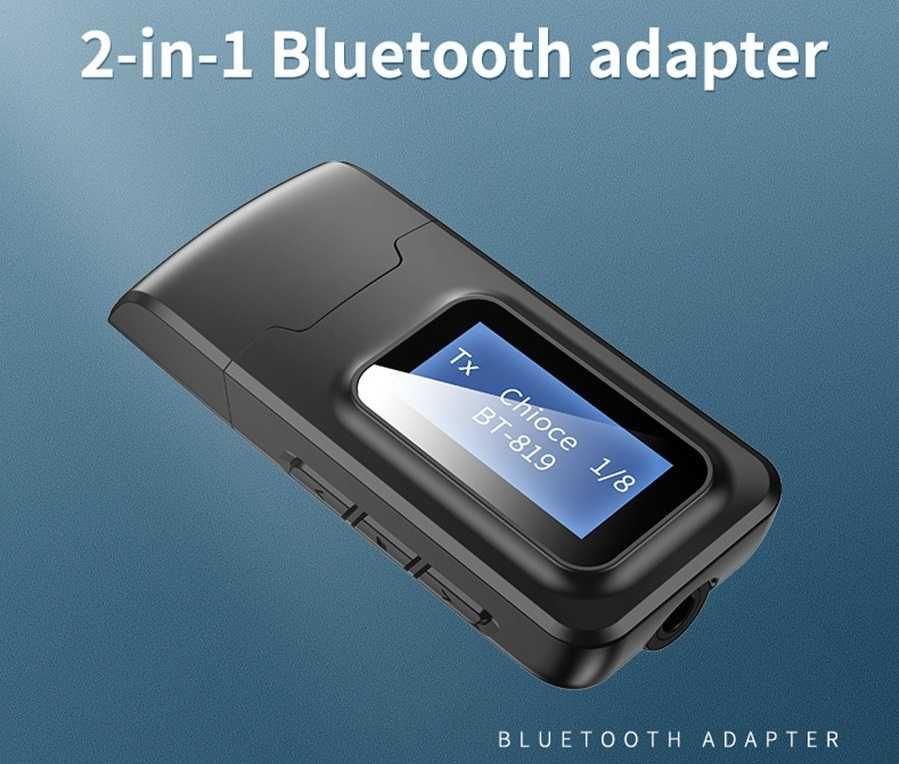 Nadajnik - odbiornik audio Bluetooth 5.0 z wyświetlaczem LCD BT-2IN1