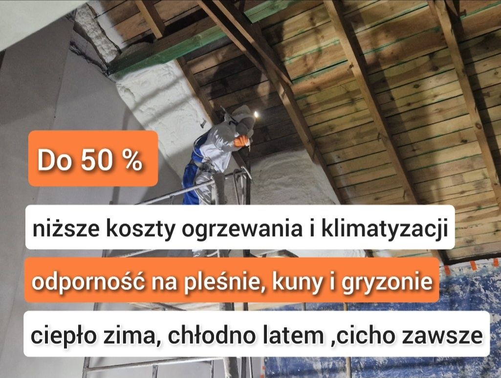 Ocieplenia Pianą PUR Ocieplanie poddasza Piana PUR Izolacje natryskowe