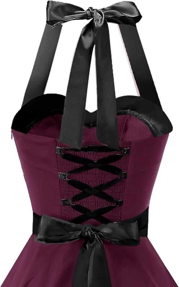 DRESSTELLS Elegancka sukienka koktajlowa czarno-czerwona retro vintage