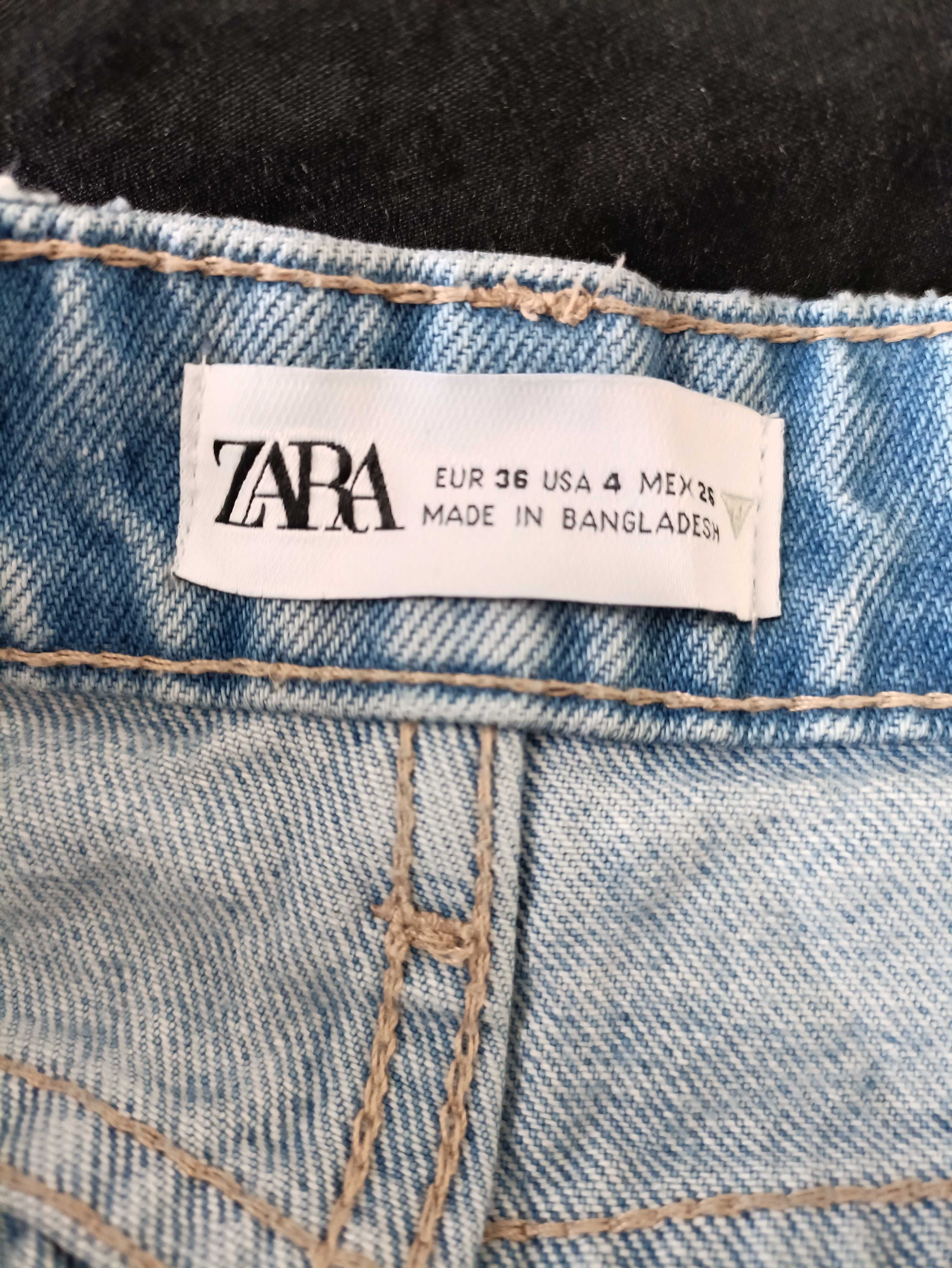 Niebieskie spodnie Zara jeans z rozdarciami roz. 36