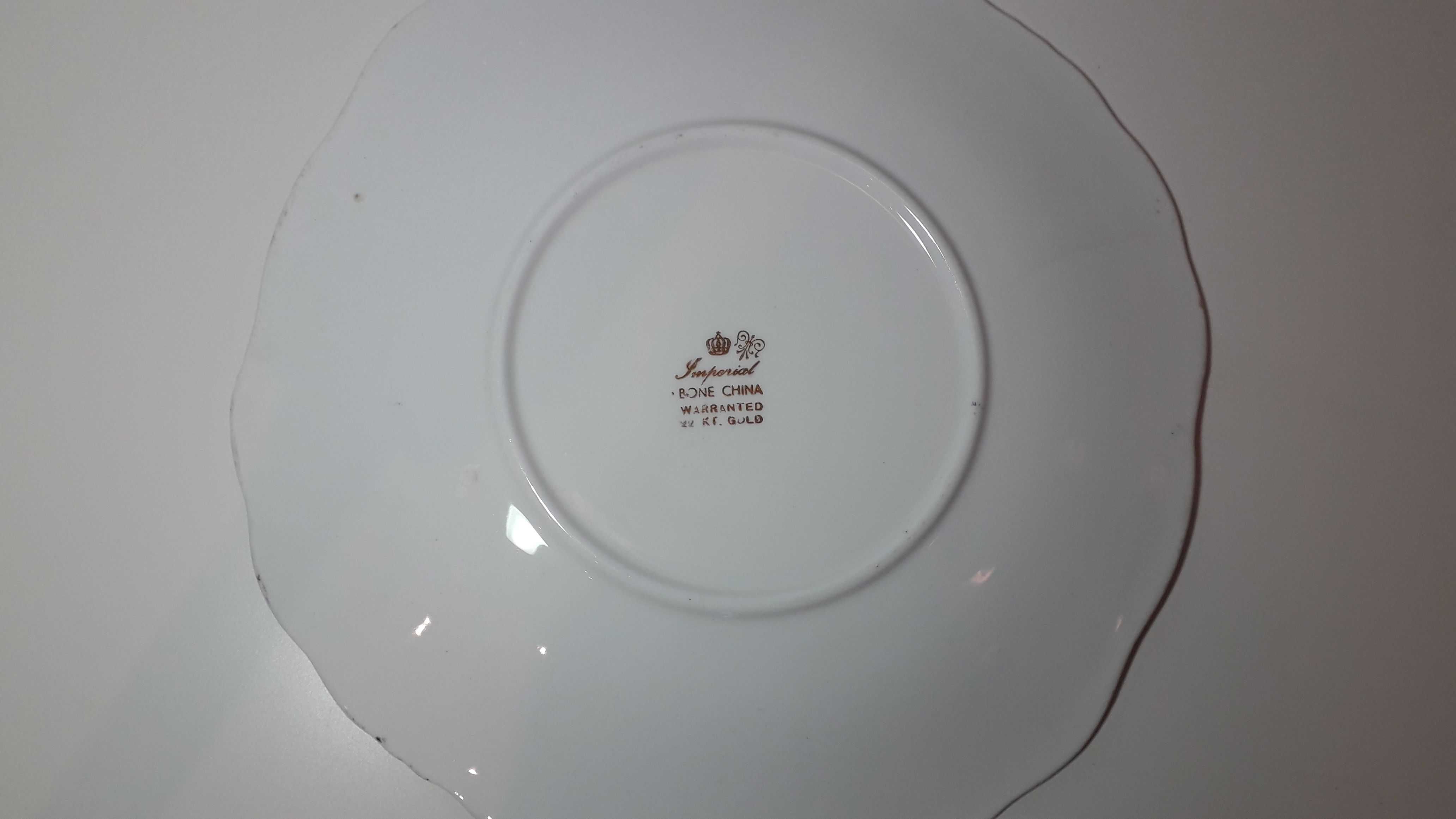 Talerze do ciasta porcelana Imperial 22 K złoto    OKAZJA  50 % taniej