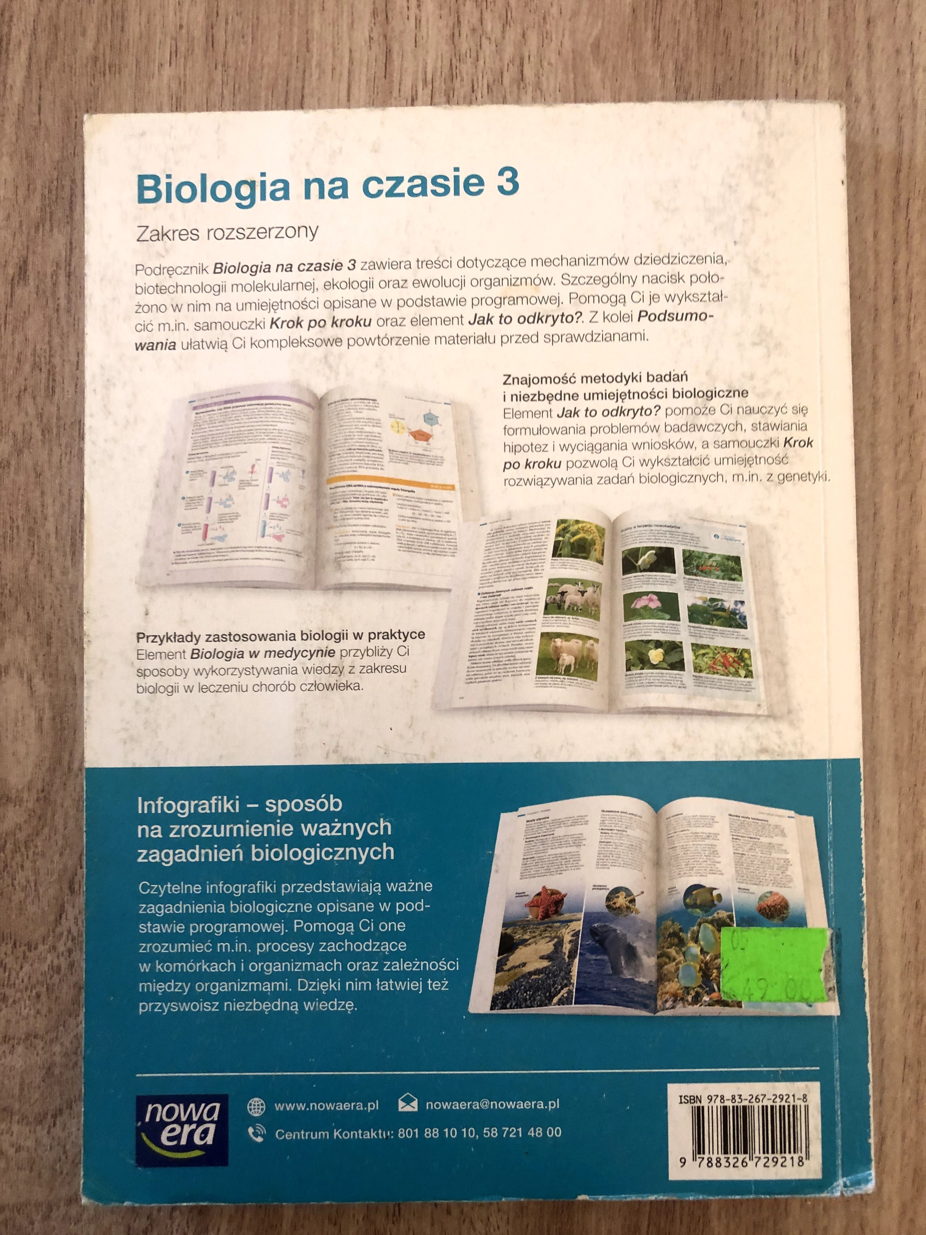 Biologia na czasie 3 (zakres rozszerzony) Nowa Era, PO GIMNAZJUM