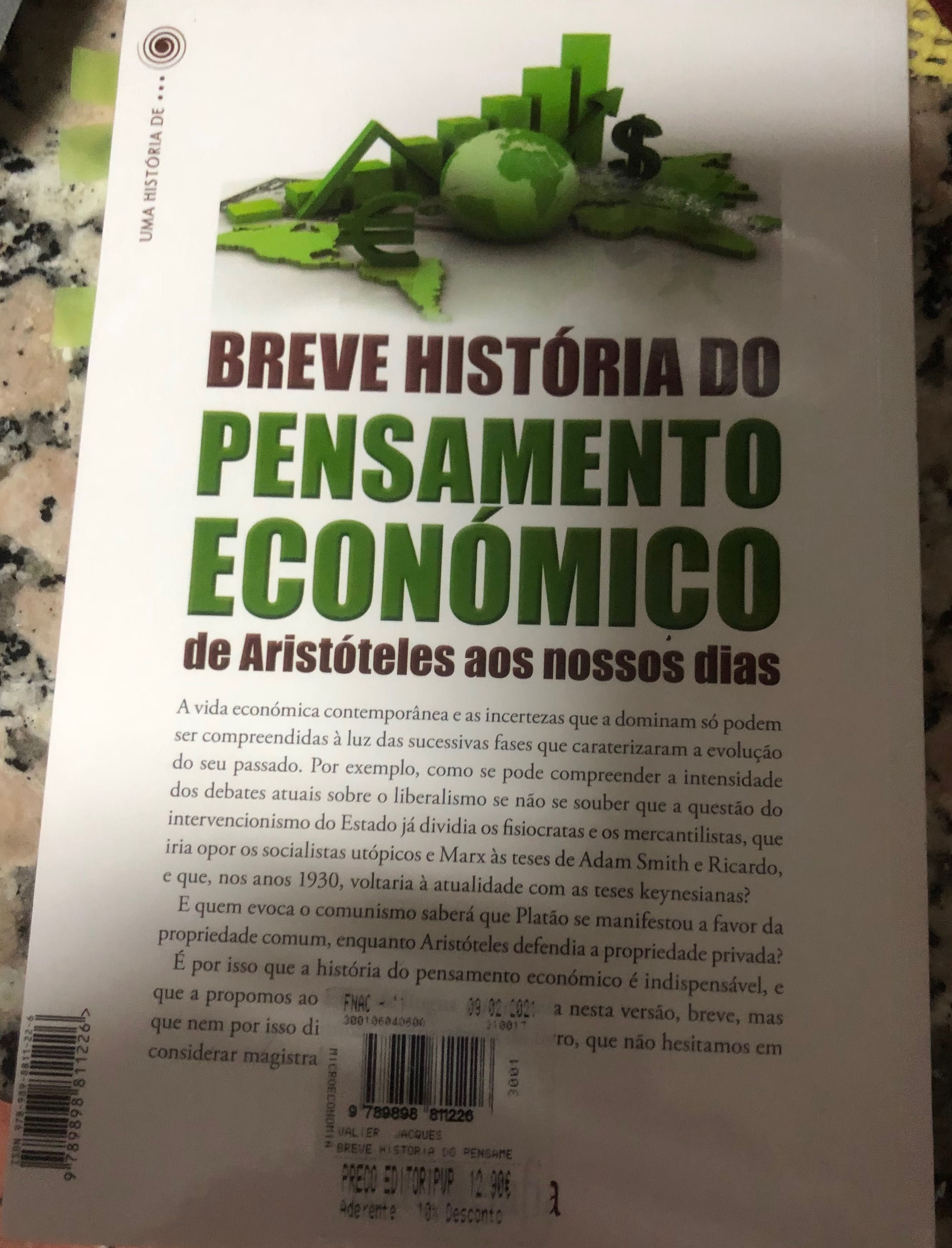 Breve História do pensamento económico de Aristóteles aos nossos dias