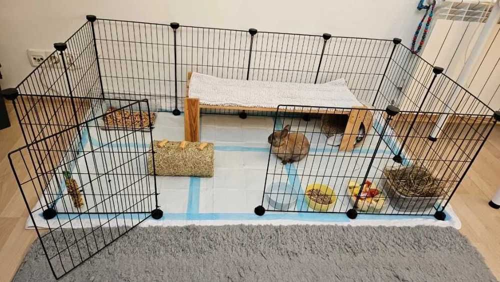 Metalowa zagroda kojec klatka dla królików świnek chomików 143x73x46