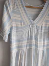 Mini sukienka na lato wiskoza sukienka w paski biało niebieska