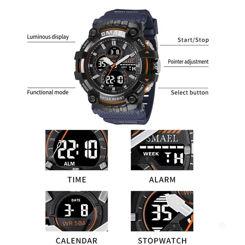 Новые брендовые мужские спортивные часы SMAEL