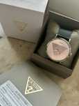 Zegarek meski Guess oryginalny 44 mm srebrny silikonowy pasek czarny