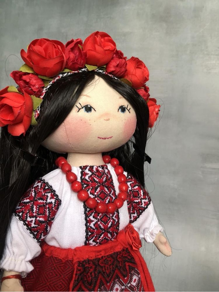 Текстильна інтер'єрна лялечка ручної роботи українка подарунок