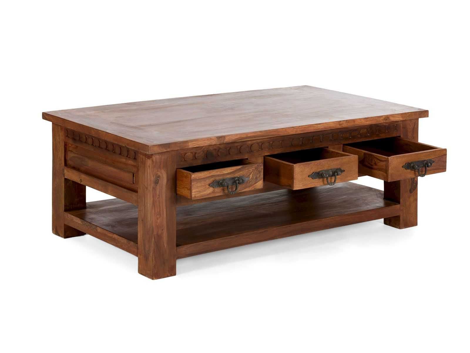 Stolik kawowy z szufladami palisander Rustic 120x70x40cm