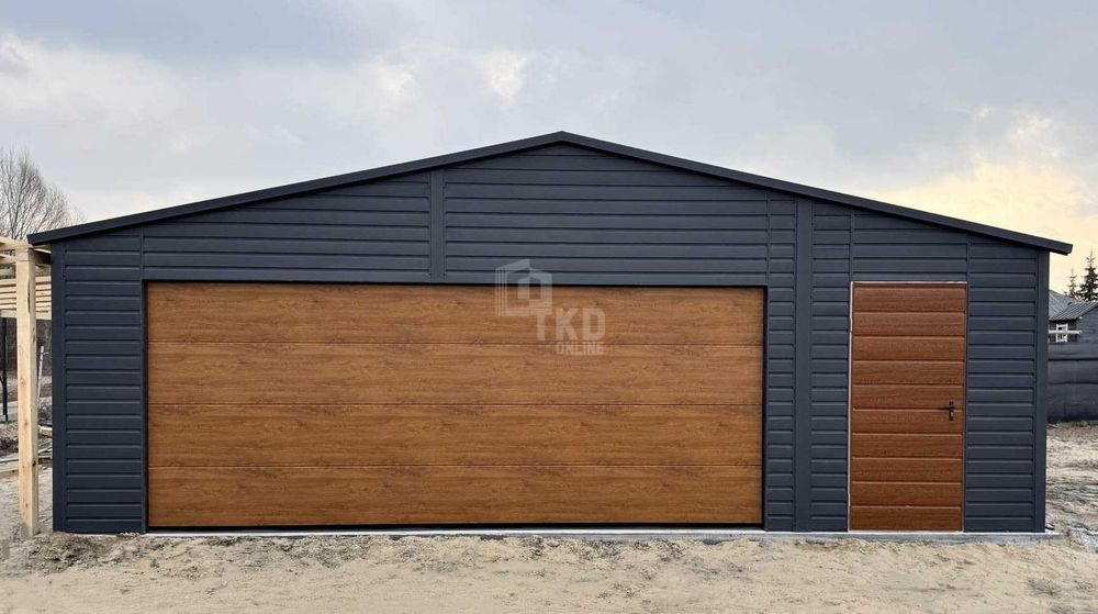 Garaż blaszany 7,5x6m Brama 2x Okno drzwi dach Blacha na Rąbek  TKD267