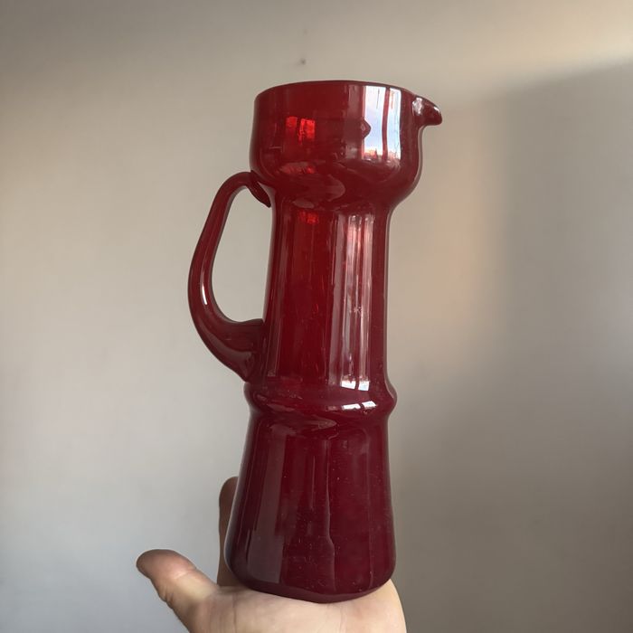 Rubinowy dzbanek czesław zuber huta barbara antico prl szkło stare