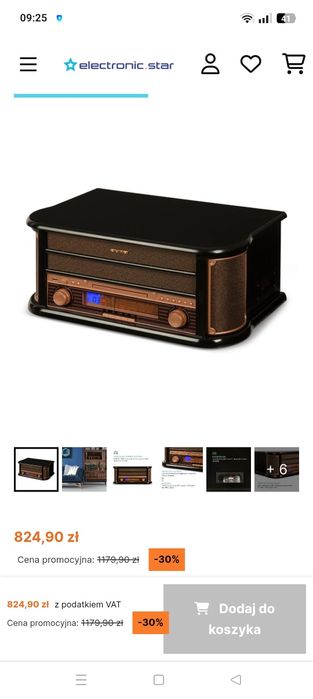 Mini wieża gramofon Auna Epoque 1908 Dab