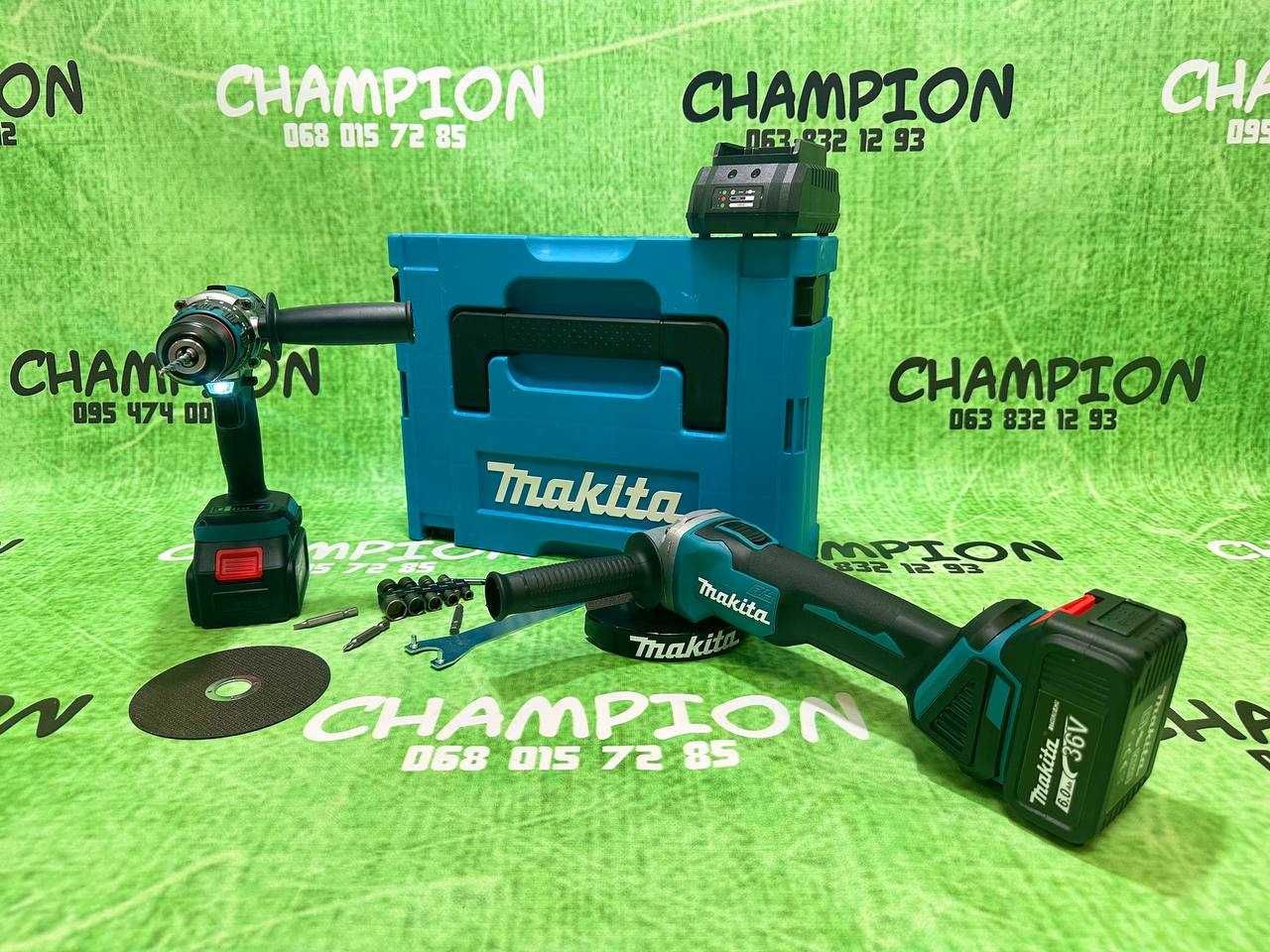 Безщітковий Набор Makita 2/1 Болгарка DGA504 - Шуруповерт DHP485BL 36V