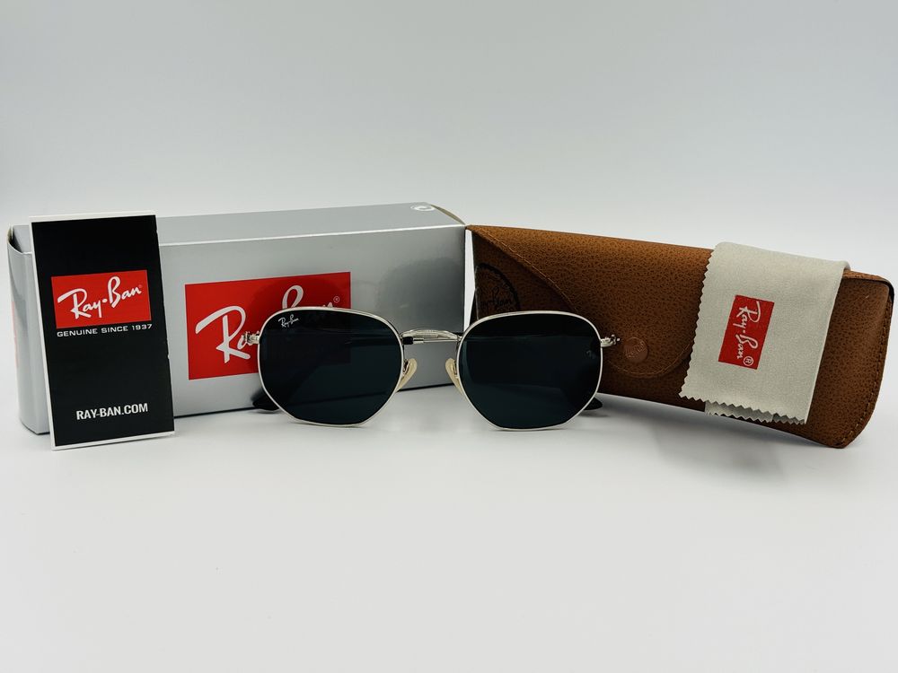 Солнцезащитные очки Ray Ban Hexagonal 3548 Silver-Black 56мм стекло