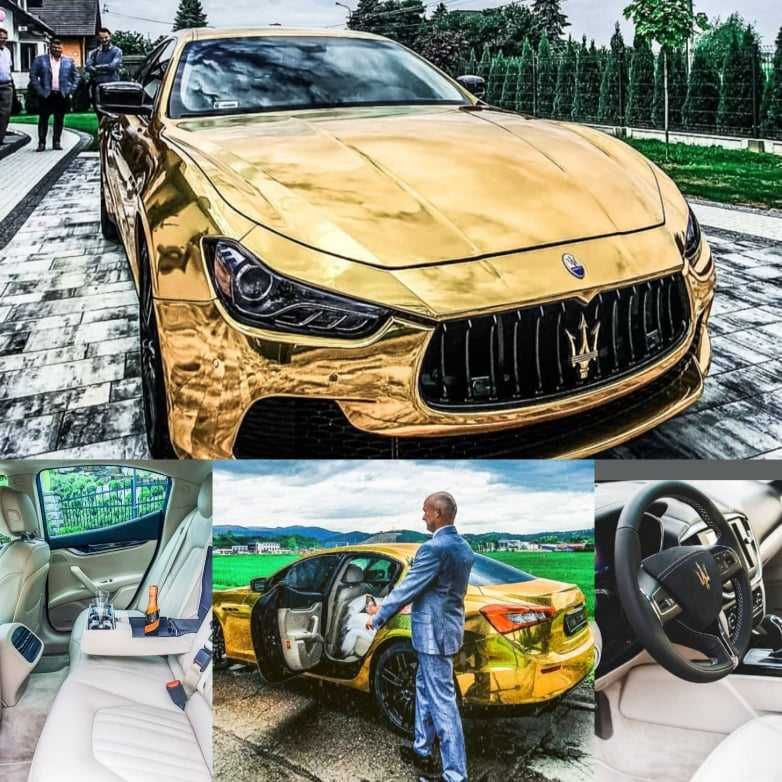 Wypożyczalnia, Wynajem Samochód do ślubu Złoty Mustang Mercedesi Dodge