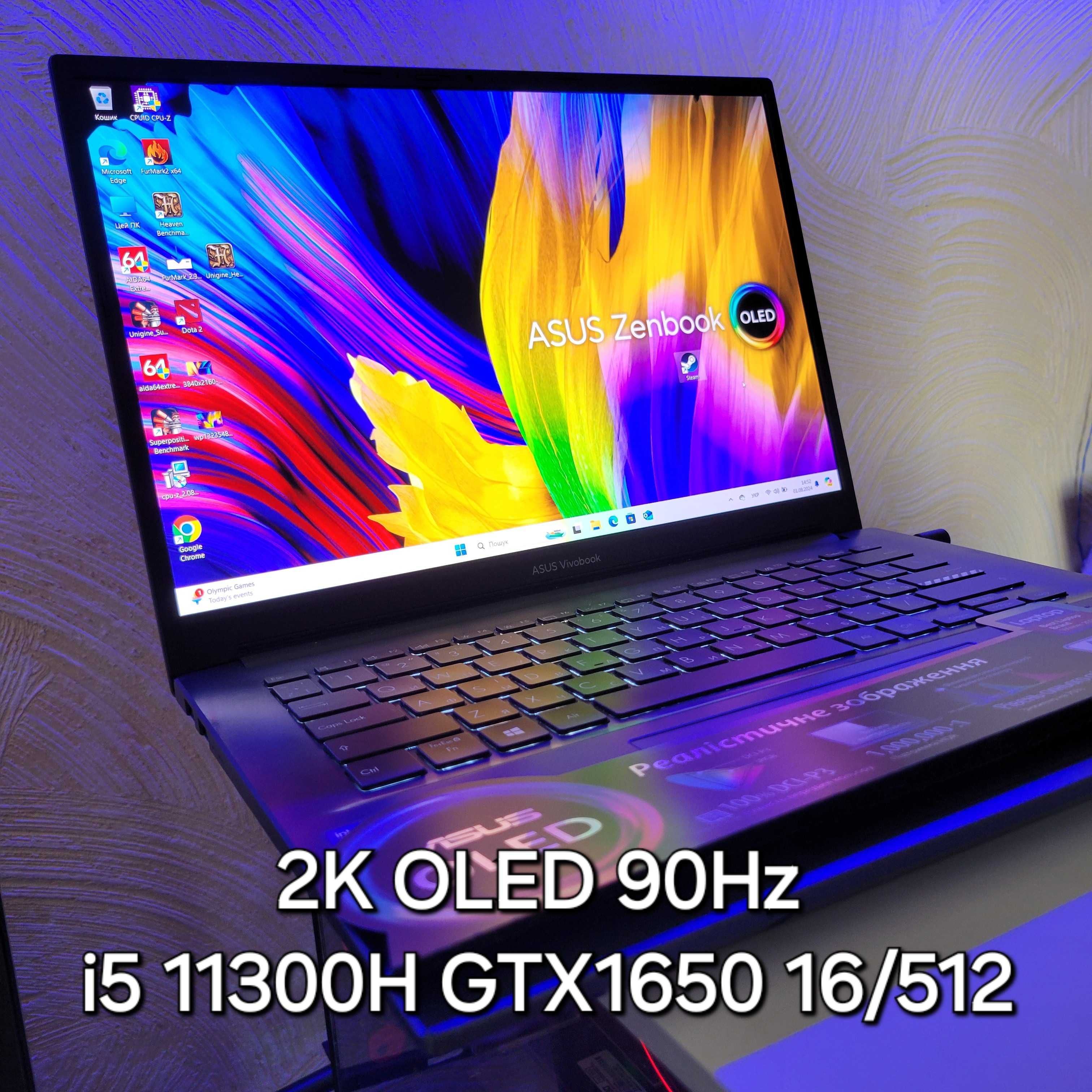 2K OLED 90Гц GTX1650 i5 11300h RAM16 NVME512 ноутбук ASUS VIVObook PRO