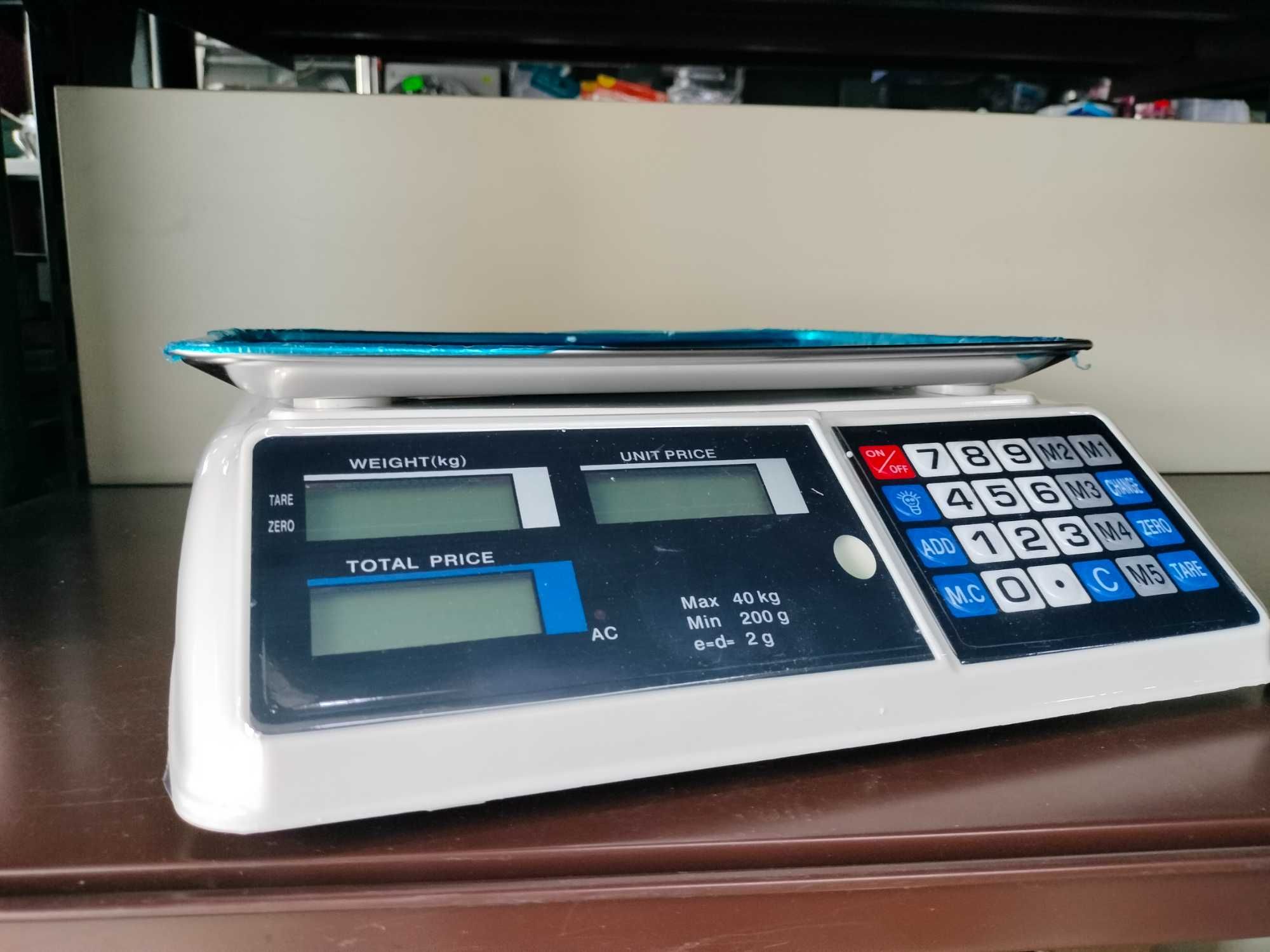 Waga sklepowa elektroniczna 40 kg lcd przemysłowa z akumulatorem dobra