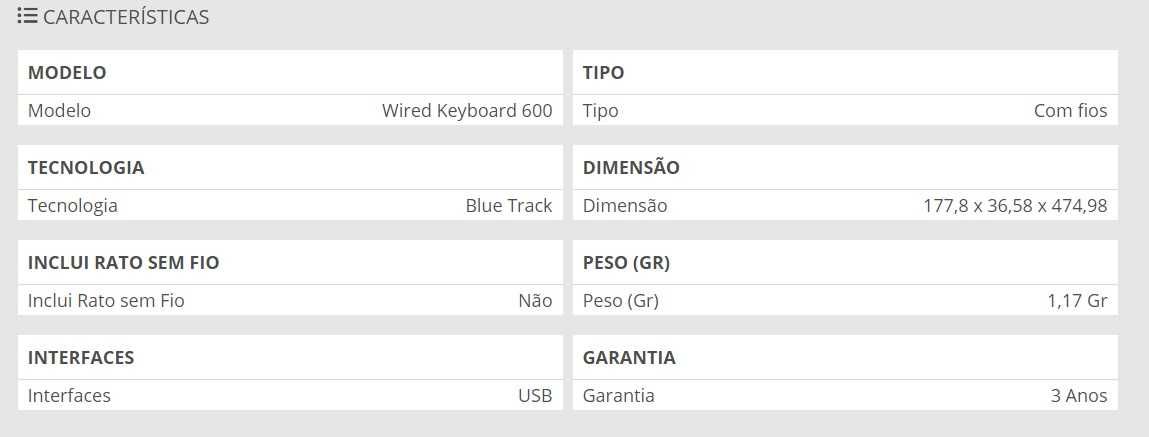 Teclado Microsoft 600 com fio