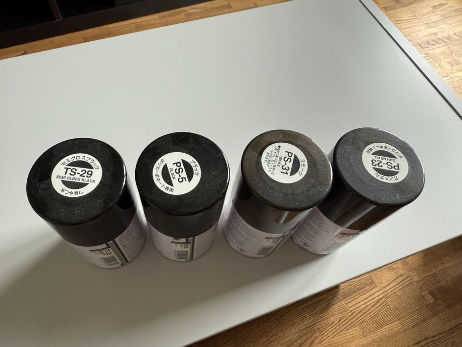 Farby w sprayu Tamiya TS-29 PS-5 PS-31 PS-23