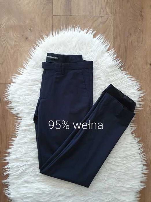 Męskie spodnie garniturowe wełniane 46