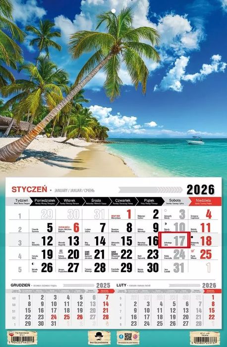 Kalendarz 2026 jednodzielny tropiki. Pan Kalendarzyk