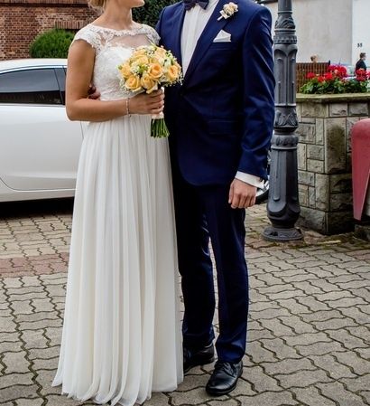 Suknia ślubna ivory XS/S 34/36 koronka tiul