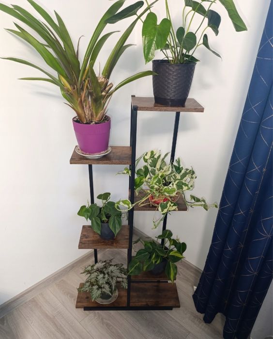 Metalowy kwietnik stojący loft 6 poziomów na kwiaty