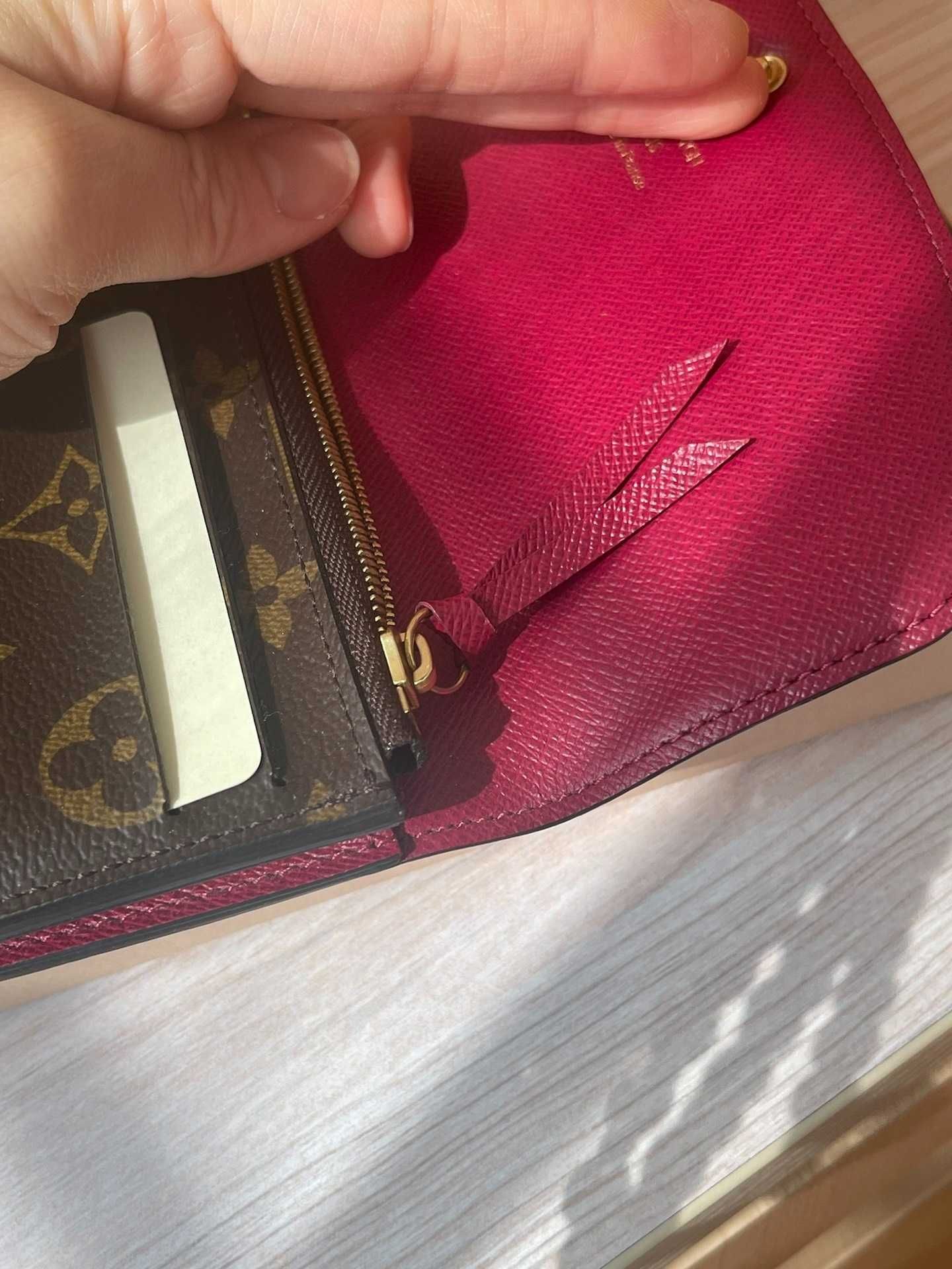 Oryginalny LV Louis Vuitton długi portfel Czerwony przycisk