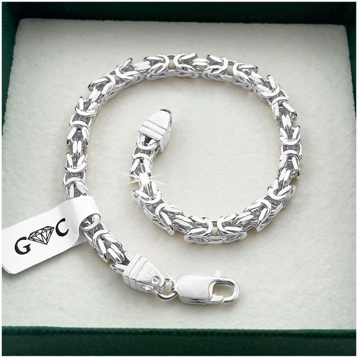 Gruba Srebrna Bransoletka Damska Splot Królewski 21cm/4,3mm Srebro Pr.