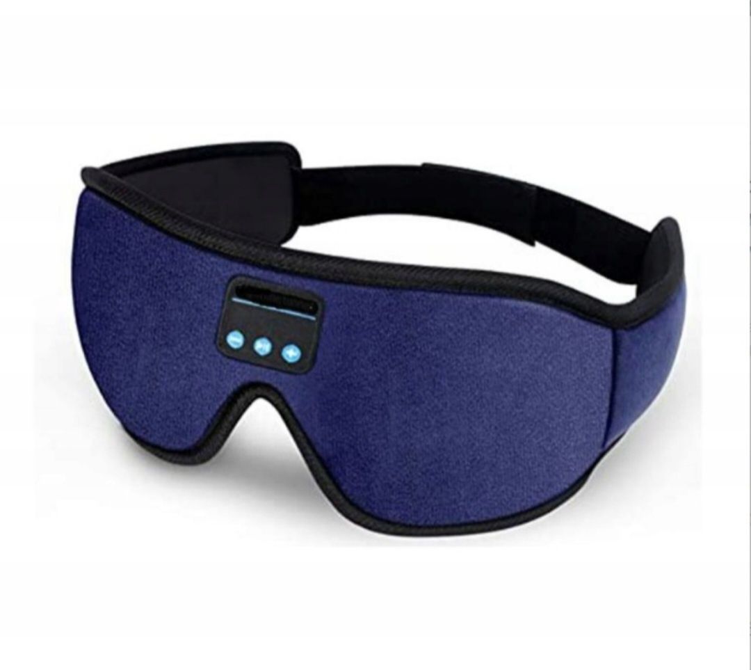 Opaska na oczy Bluetooth słuchawki do spania maska bawełna niebieska