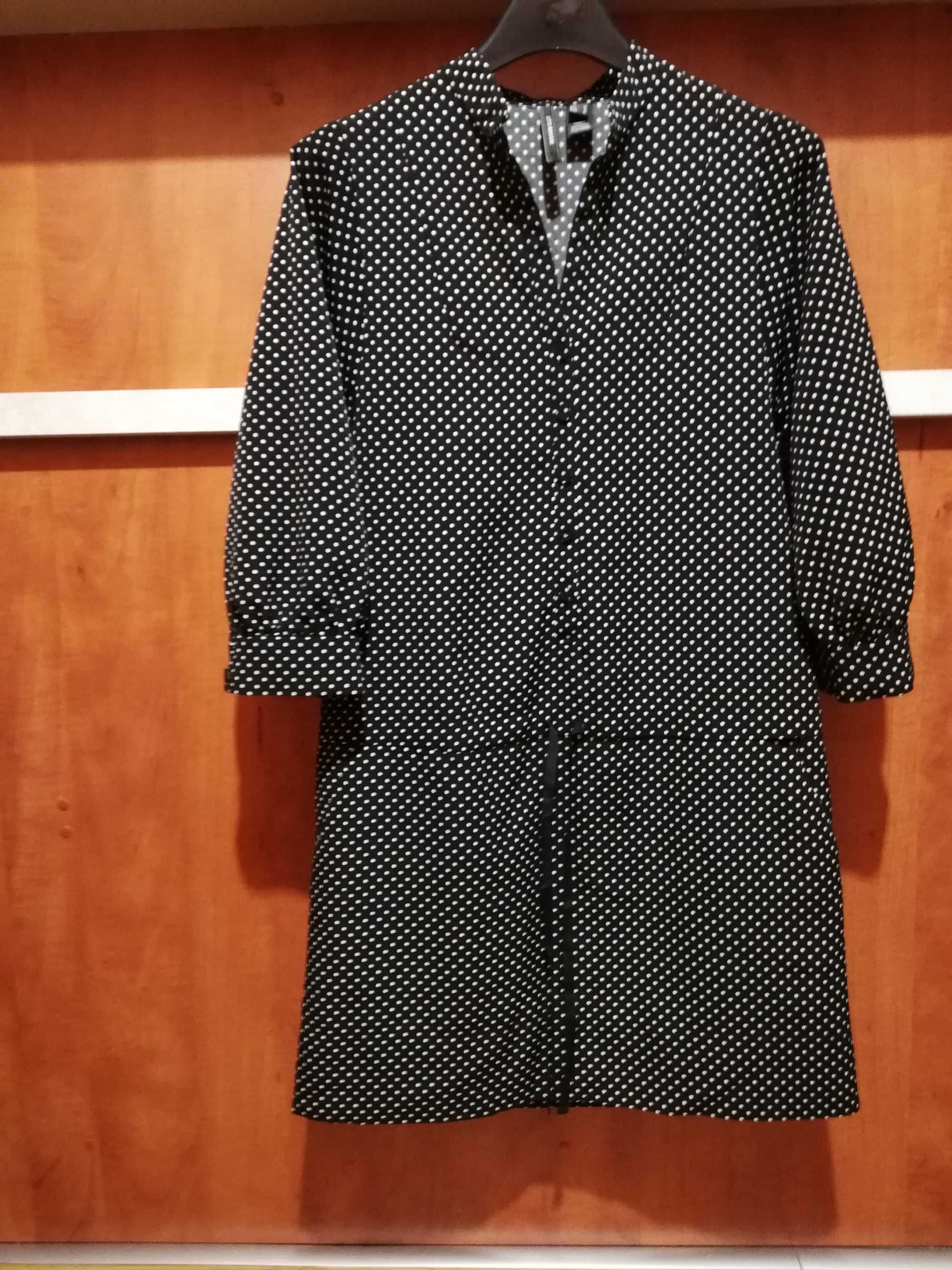 Sukienka-tunika czarna w białe kropki Mango  Suit, rozmiar M