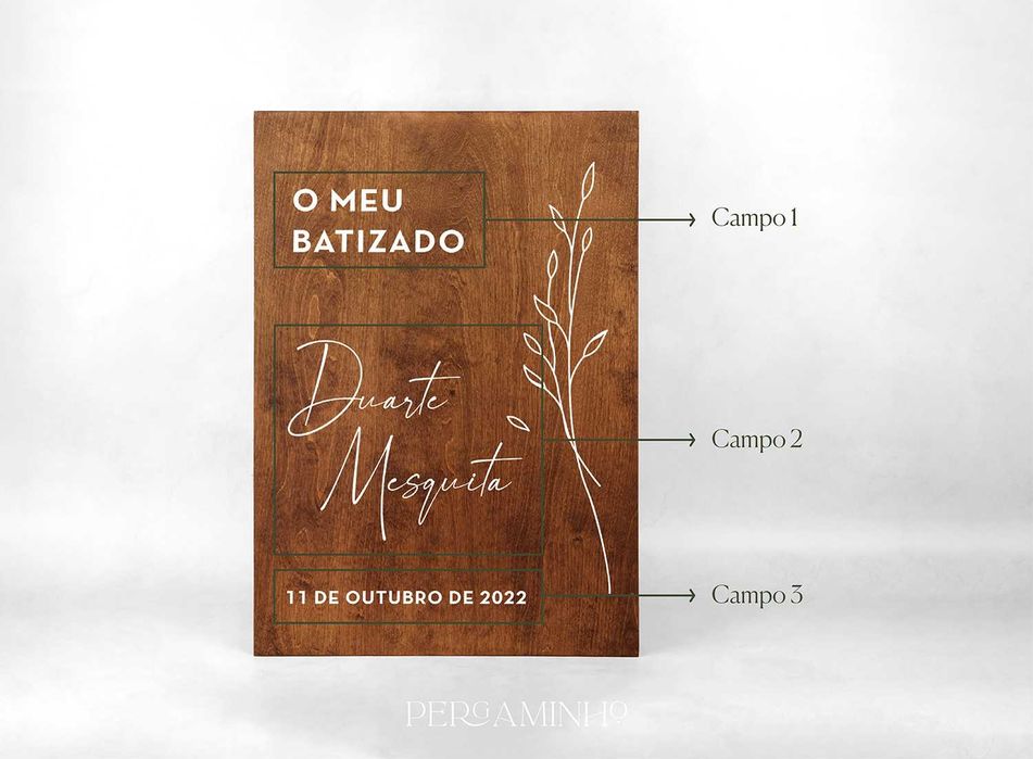 Placa de Boas-Vindas em Madeira – Floral