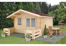 Domek letniskowy ogrodowy drewniany z balika z tarasem, 4.0x4.0m 44mm