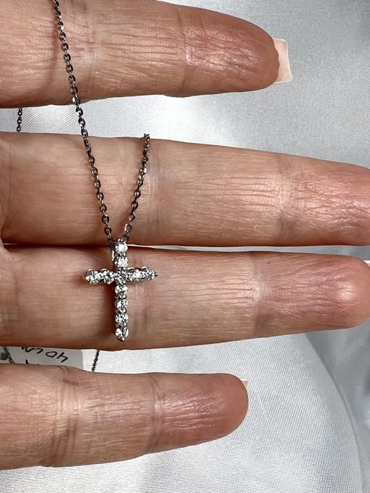 Золотий хрестик  з діамантами у стилі TIFFANY на ланцюжку