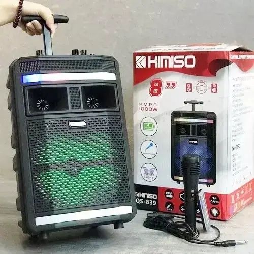 Блютуз акустика караоке Kimiso-QS83(microSD,USB,FM)пультДУ, микрофон