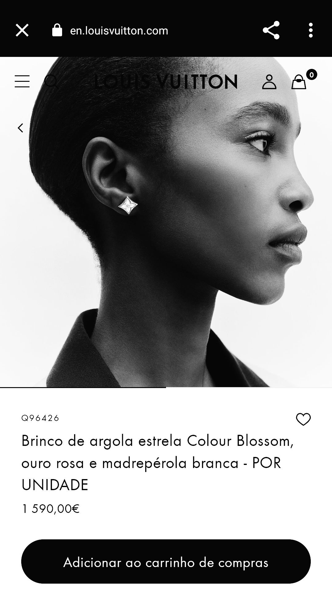 Brincos Novos Madrepérola Aço e Ouro Branco 24K Louis Vuitton