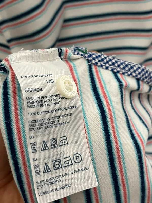 biala koszulka polo w paski tommy hilfiger