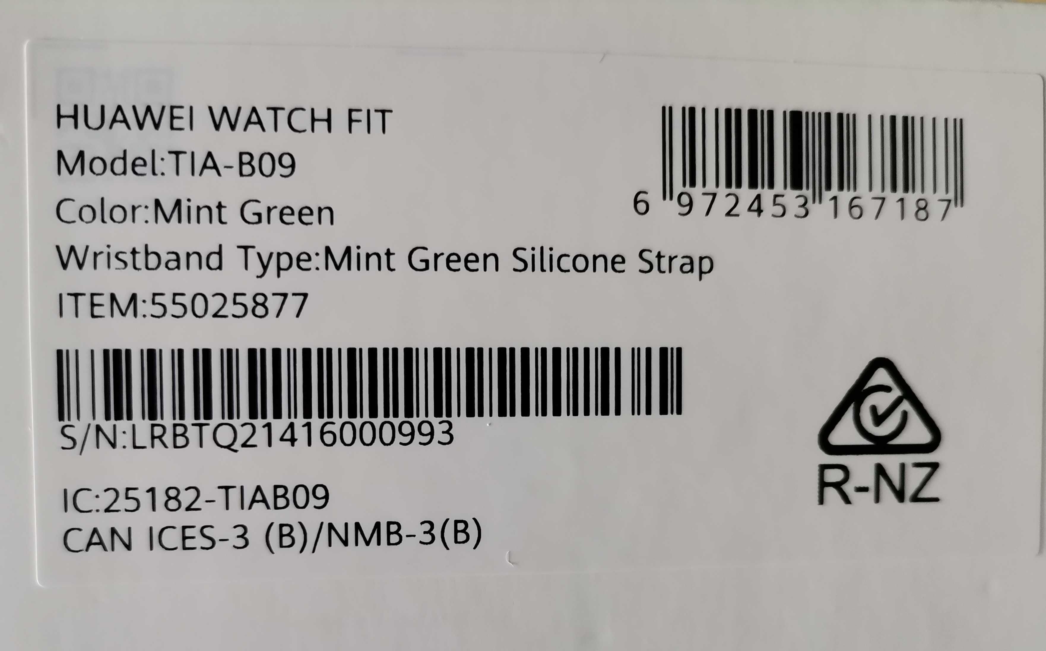 Relógio Huawei Watch FIT com pulseira Mint Green novo e selado