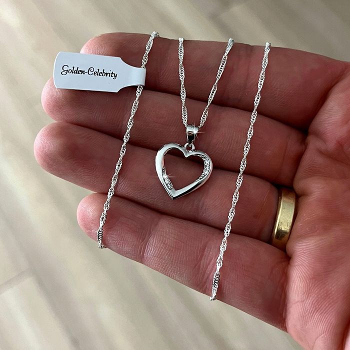 Elegancki Srebrny Naszyjnik Serce Pr. 925 Prezent Dla Kobiety Żony + G