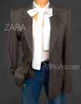Beżowa elegancka marynarka zara  oversize unisex wiskoza wiosna s/m/l