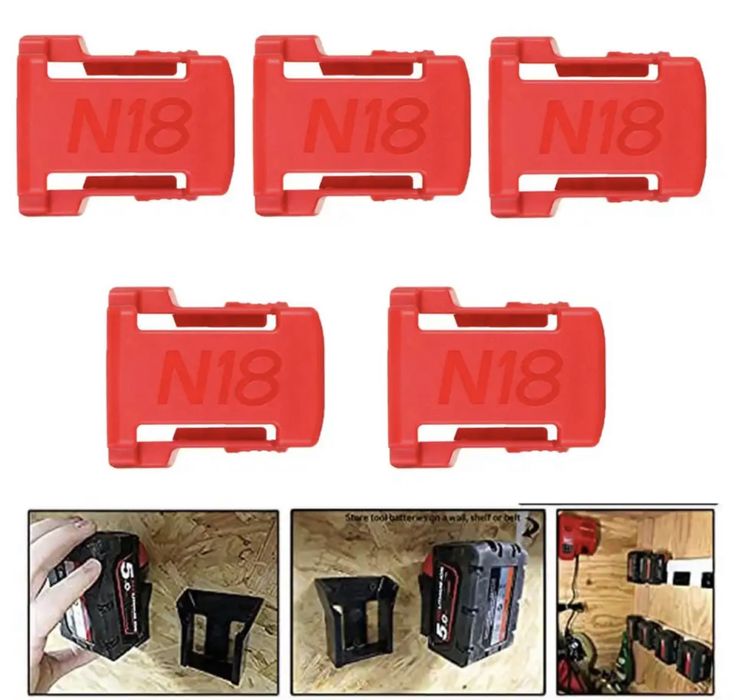 Uchwyt Na Baterie Milwaukee m18V  Wieszak Ścienny/ Do Paska 5szt