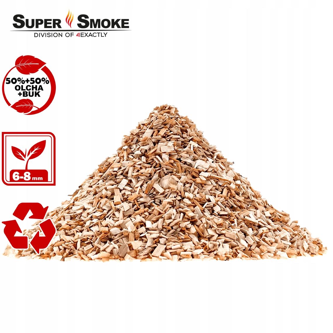 Zrębki Wędzarnicze Super Smoke OLCHA+BUK KL-08 (6-8mm) Medium 5 Litrów