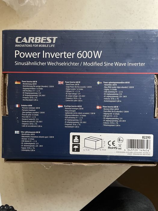 Інвертер (инвертор) Carbest Power Inverter 600W перетворювач напруги